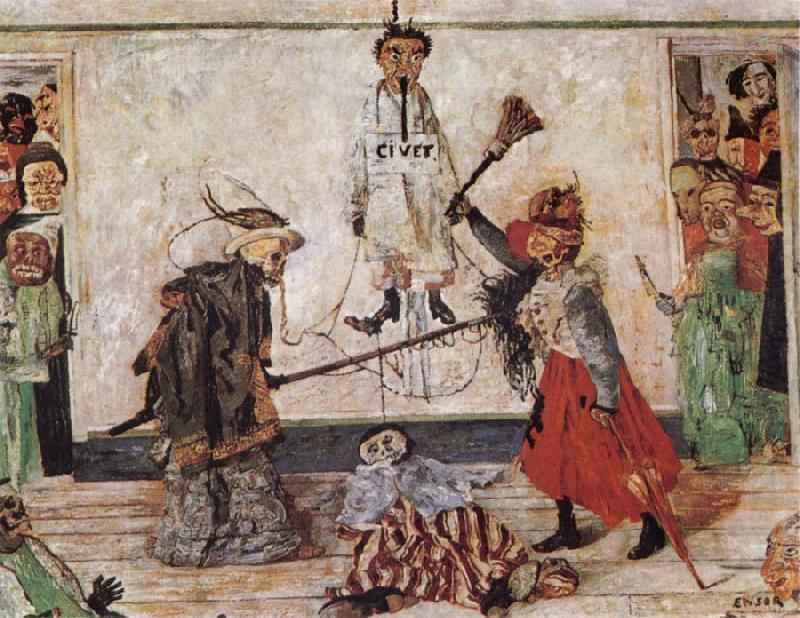 James Ensor Skeletons Flighting for the Body of a Hanged Man china oil painting image